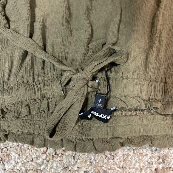 Express Army Green Paper Bag Skirt - Picture 4 of 4